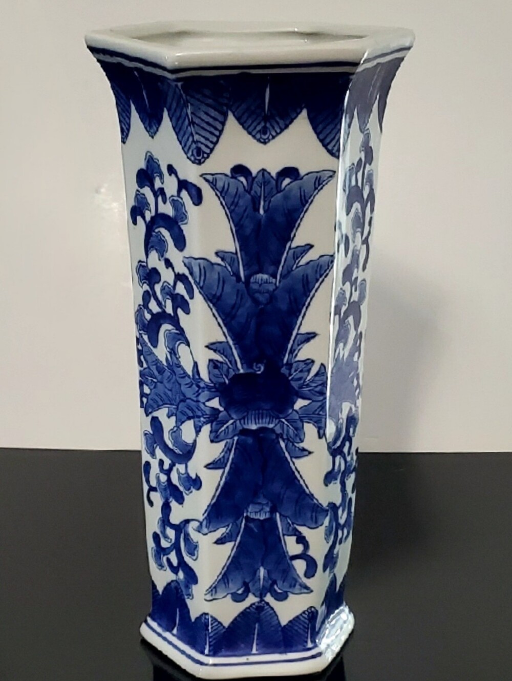13 3/4" Delft Style Transfer+Painted Blue Wht Chinoiserie Chinese Export Ware